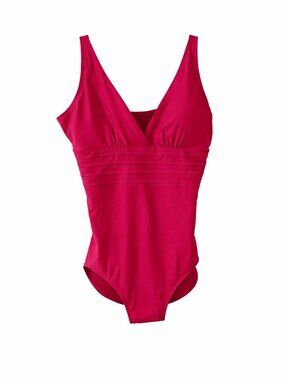 Roots Hot Pink One Piece Swimsuit V Neck Banded Waist Swimwear